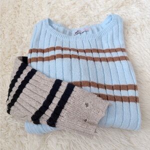 SO Light Blue and Brown Knit Sweater